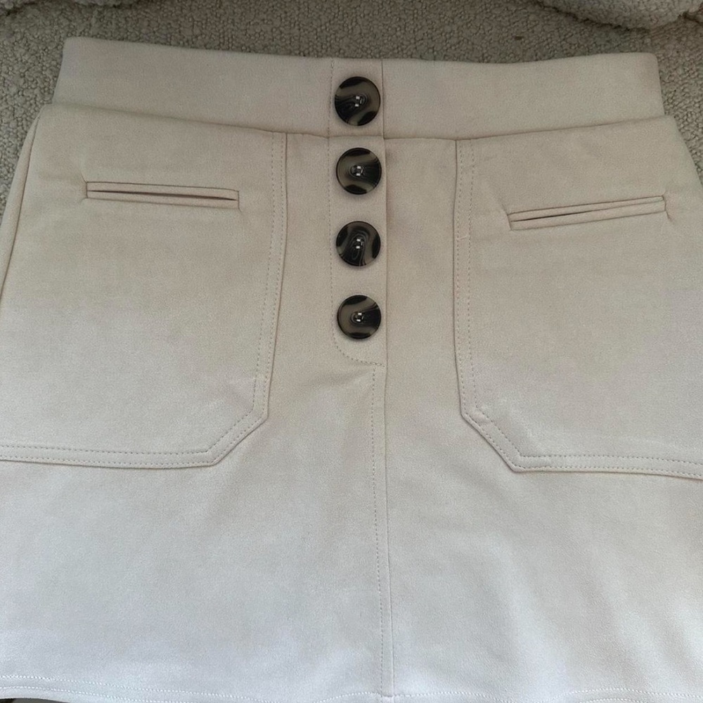 Elegant Cream Button-Up Skirt